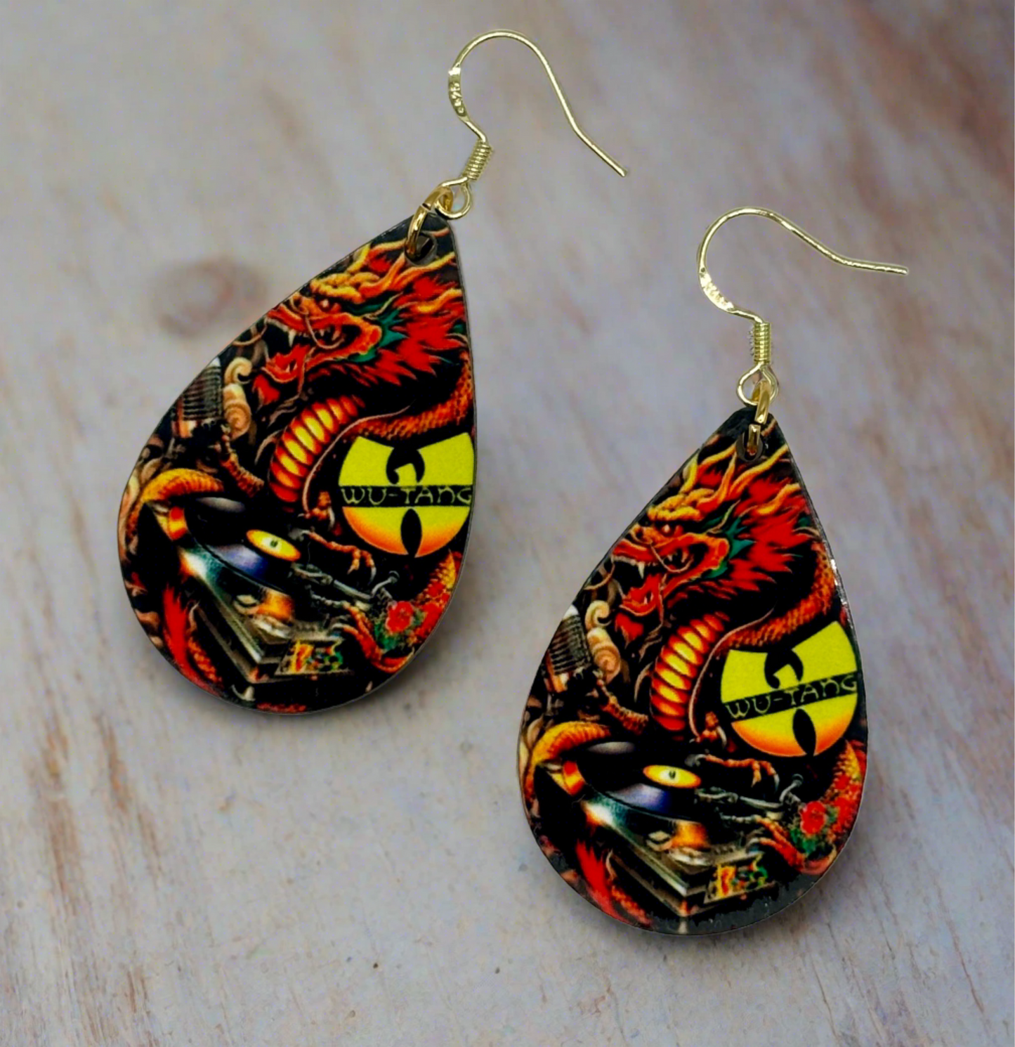 Asian Art WuTang Earrings - Unique Handcrafted Statement Earrings for True WuTang Clan Fans!