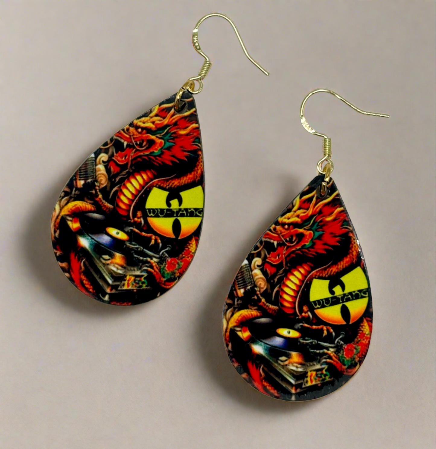 Asian Art WuTang Earrings - Unique Handcrafted Statement Earrings for True WuTang Clan Fans!