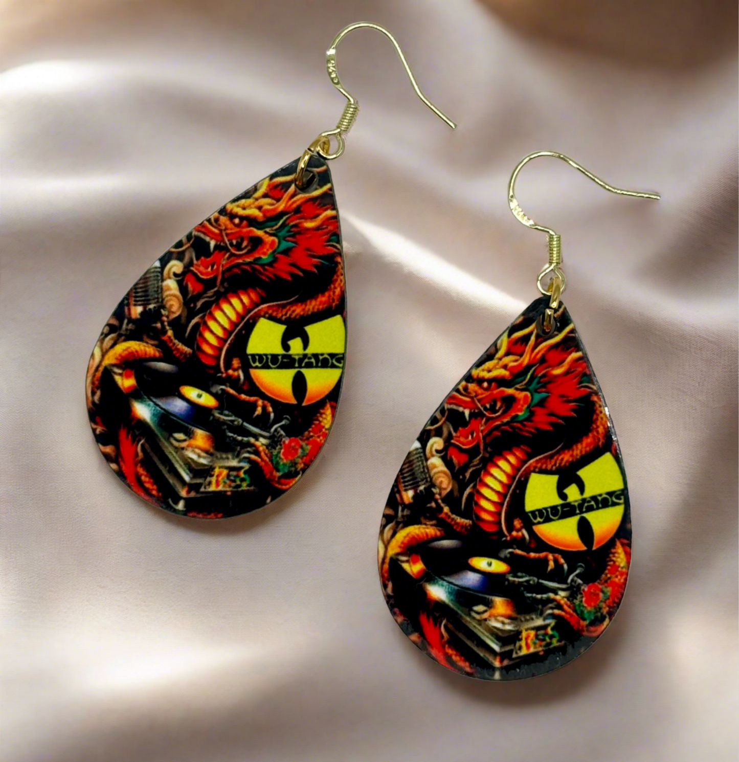 Asian Art WuTang Earrings - Unique Handcrafted Statement Earrings for True WuTang Clan Fans!