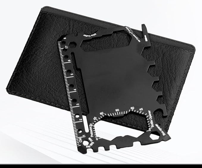 Custom Engraved Metal Pocket Tool Credit Card Wallet - 46 Functions in 1 Stainless Steel