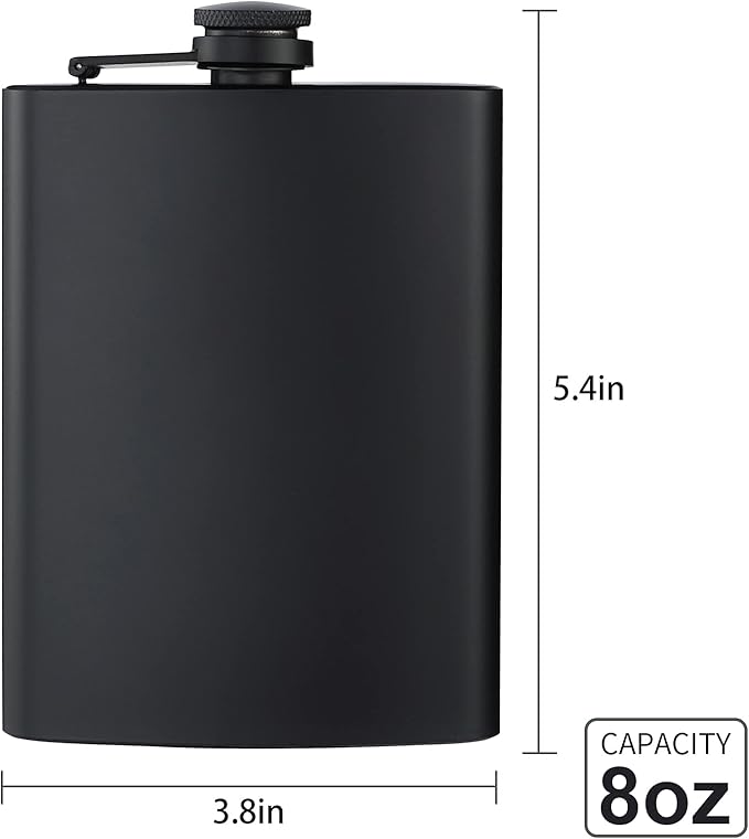 Stainless Steel Engraved Hip Flask - 8oz Capacity, Customized