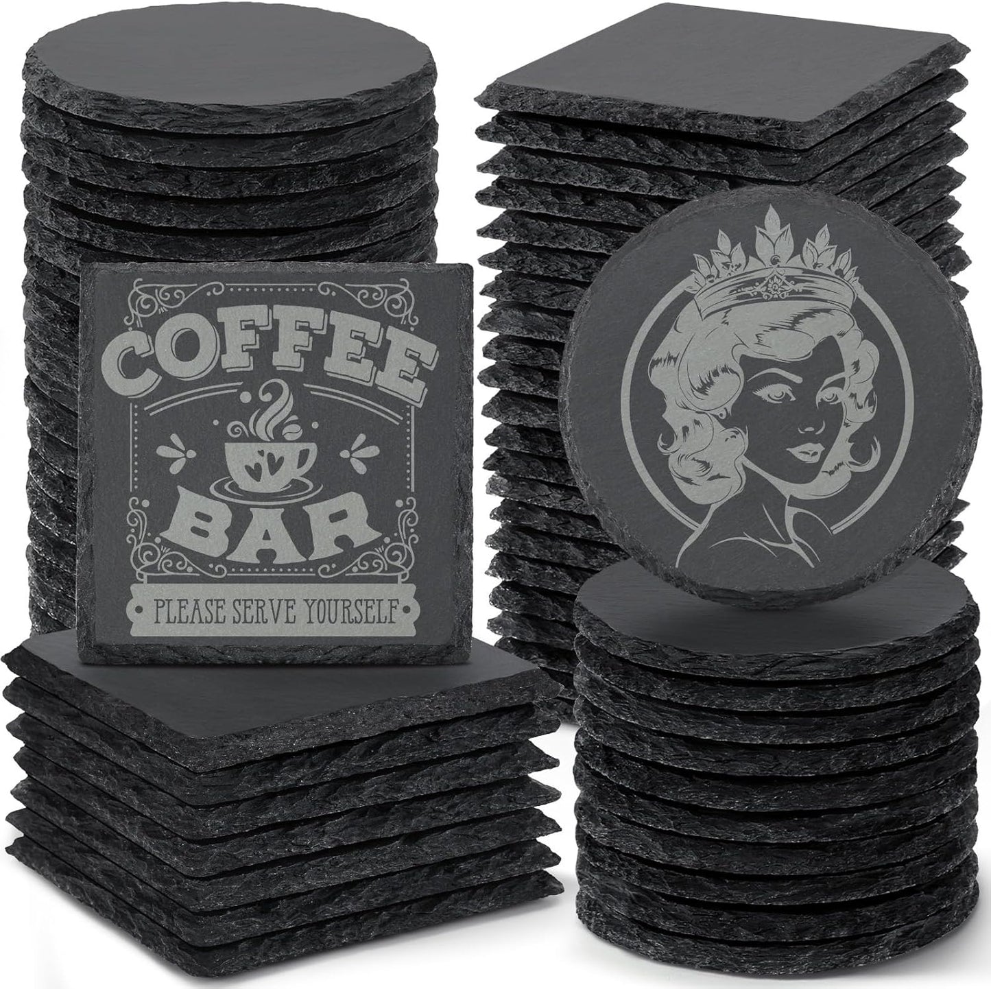 Custom Engraved Slate Coasters (Set of 4)