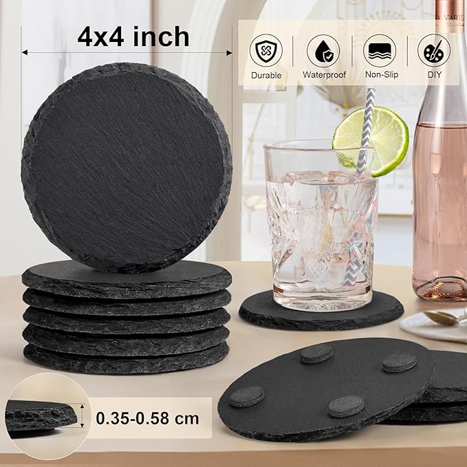 Custom Engraved Slate Coasters (Set of 4)