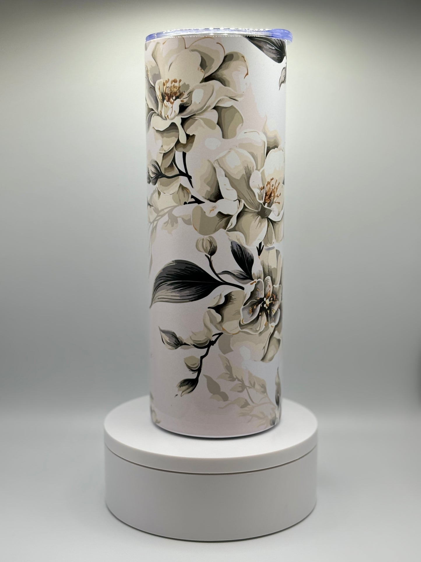 Elegant Orchid Tumbler with Stunning White Orchids - Perfect for On-the-Go Elegance