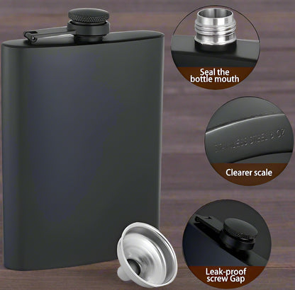 Stainless Steel Engraved Hip Flask - 8oz Capacity, Customized