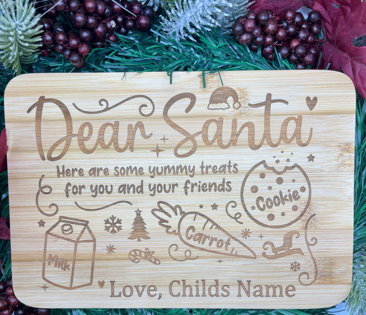 Engraved Dear Santa Cookie Serving Board * Personalized with Childs Name