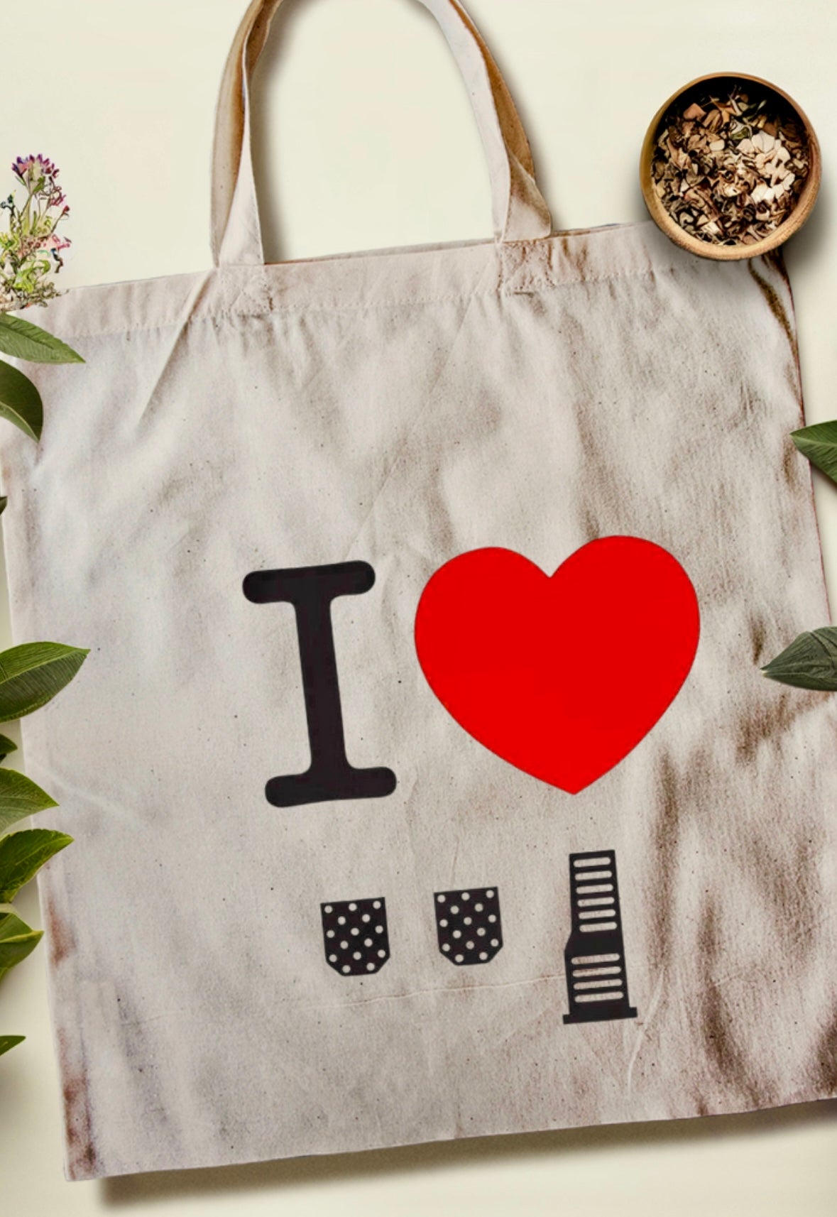 I Love Stick Shifts Natural Canvas Reusable Tote Bag - Eco-friendly, Machine Washable, Premium Fabric!