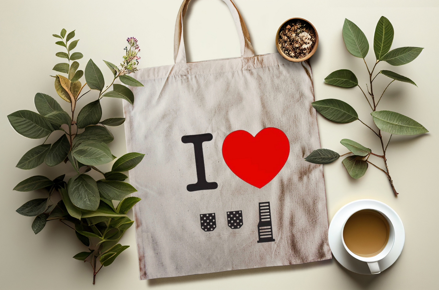 I Love Stick Shifts Natural Canvas Reusable Tote Bag - Eco-friendly, Machine Washable, Premium Fabric!