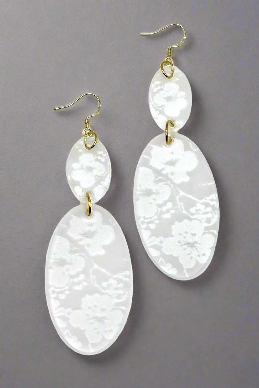 Exquisite Glass-Like Floral Earrings - Handcrafted with Artisan Elegance