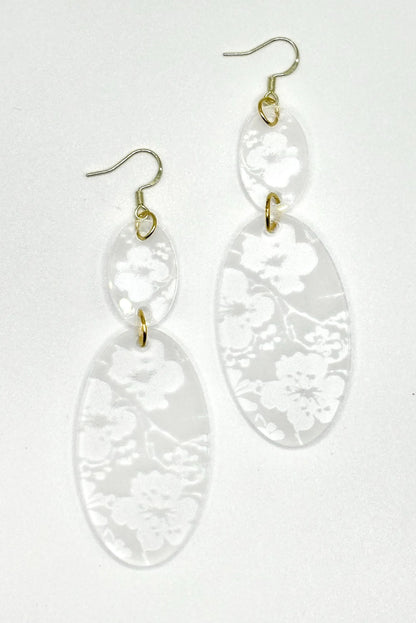 Exquisite Glass-Like Floral Earrings - Handcrafted with Artisan Elegance