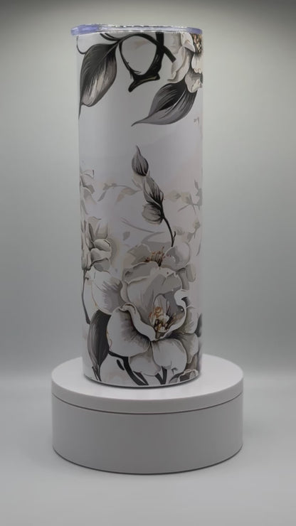 Elegant Orchid Tumbler with Stunning White Orchids - Perfect for On-the-Go Elegance